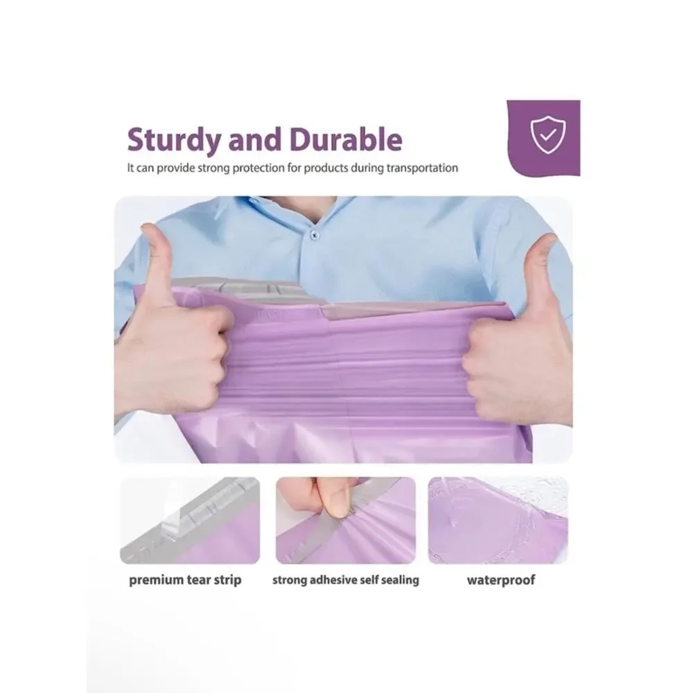 10 Lilac Adhesive Mailing poly Envelopes Pack